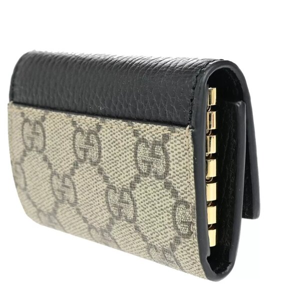 GUCCI GG Logo Marmont key case Supreme Leather Bicolor Black Brown GHW 30RF201 - Picture 10 of 13